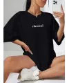 Kadın T-shirt Penye Compack Classical Baskılı Kısa kol Tişört - Siyah