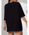 Kadın T-shirt Penye Compack Classical Baskılı Kısa kol Tişört - Siyah