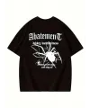 Kadın Tişört Örümcek Baskılı Bisiklet Yaka T-shirt - Siyah