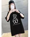 Kadın Tişört Penye Compack Baskılı Oversize Bisiklet Yaka T-shirt - Siyah