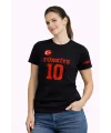 Kadın TÜRKİYE Ay Yıldız Baskılı 10 Numara Forma Tişört Taraftar T-Shirt - Siyah