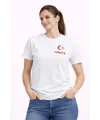 Kadın TÜRKİYE Ay Yıldız Baskılı Taraftar Forma T-Shirt - Beyaz