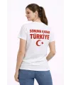 Kadın TÜRKİYE Ay Yıldız Baskılı Taraftar Forma T-Shirt - Beyaz