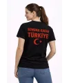 Kadın TÜRKİYE Ay Yıldız Baskılı Taraftar Forma T-Shirt - Siyah