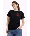 Kadın TÜRKİYE Ay Yıldız Baskılı Taraftar Forma T-Shirt - Siyah