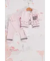 iegiyim™ Kedi Desenli 3lü Hırkalı Kız Bebek Takım