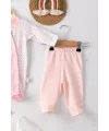 iegiyim™ Kelebek Nakışlı Puanlı Tulumlu % 100 Pamuk Kız Bebek 5li Set
