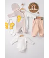 iegiyim™ Kelebek Nakışlı Tulumlu % 100 Pamuk Erkek Bebek 5li Set