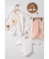 iegiyim™ Kelebek Nakışlı Tulumlu % 100 Pamuk Erkek Bebek 5li Set
