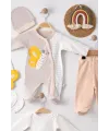 iegiyim™ Kelebek Nakışlı Tulumlu % 100 Pamuk Erkek Bebek 5li Set