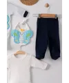 iegiyim™ Kelebek Nakışlı Tulumlu % 100 Pamuk Erkek Bebek 5li Set