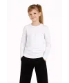 Kız Çocuk Basic Uzun Kollu Tişört Okul Günlük Rahat T-Shirt - Beyaz