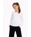 Kız Çocuk Basic Uzun Kollu Tişört Okul Günlük Rahat T-Shirt - Beyaz
