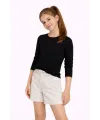 Kız Çocuk Basic Uzun Kollu Tişört Okul Günlük Rahat T-Shirt - Siyah