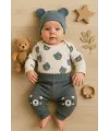 iegiyim™ Kulaklı Ayıcık % 100 Pamuk 3lü Erkek Bebek Takım