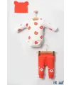 iegiyim™ Kulaklı Ayıcık % 100 Pamuk 3lü Erkek Bebek Takım