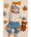 iegiyim™ Little Fox Desenli 3lü % 100 Pamuklu Erkek Takım