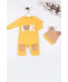 iegiyim™ Love Bear Nakışlı % 100 Pamuk Erkek Bebek Tulumu