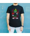 Marvin the Martian Graffiti Baskılı Unisex Siyah Tişört - 24/1 Penye Pamuklu
