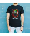 Marvin the Martian Graffiti Baskılı Unisex Siyah Tişört - 24/1 Penye Pamuklu