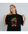 Marvin the Martian Graffiti Baskılı Unisex Siyah Tişört - 24/1 Penye Pamuklu