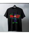 Mickey Mouse Graffiti Baskılı Unisex Siyah Oversize Tişört - 24/1 Penye