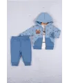 iegiyim™ Persona Bear Nakışlı % 100 Pamuk 3li Erkek Bebek Takım
