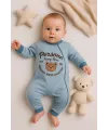 iegiyim™ Persona Bear Nakışlı % 100 Pamuk Erkek Bebek Tulum