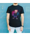 Porky Pig Graffiti Baskılı Unisex Siyah Oversize Tişört - 24/1 Penye