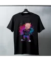 Porky Pig Graffiti Baskılı Unisex Siyah Oversize Tişört - 24/1 Penye