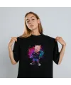 Porky Pig Graffiti Baskılı Unisex Siyah Oversize Tişört - 24/1 Penye