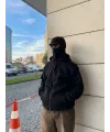 Samuray Ninja Çift Kapşonlu ZIP Fermuarlı Kanguru Çepli Tam Fermuarlı Hoodie Swetshirt - Siyah