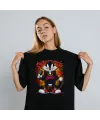 Sylvester Graffiti Baskılı Unisex Siyah Oversize Tişört - 24/1 Penye