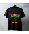 Tweety Graffiti Baskılı Unisex Siyah Oversize Tişört - 24/1 Penye