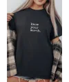 Unisex Oversize 24/1  Süprem Kumaş Penye Baskılı Tişört Pamuklu Ribanalı Bisiklet Yaka Kısa Kollu