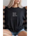 Unisex Oversize 24/1  Süprem Kumaş Penye Baskılı Tişört Pamuklu Ribanalı Bisiklet Yaka Kısa Kollu