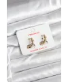 ietaks™ 14K Gold Renk Kaplama Burgu Model CM Kadın Küpe
