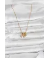 ietaks™ 316L Çelik Gold Pembe Zirkon Taşlı Charmlı Kadın Kolye