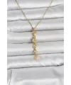 ietaks™ 316L Çelik Gold Renk Deniz Temalı Y Model Zirkon Taşlı Kadın Kolye