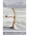 ietaks™ 316L Çelik Gold Renk Kelebek ve Dorikalı Kadın Bileklik