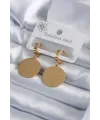 ietaks™ 316L Çelik Gold Renk Pentagram İşleme Model Kadın Küpe