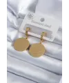 ietaks™ 316L Çelik Gold Renk Pentagram Yıldızı İşleme Model Kadın Küpe