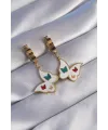 ietaks™ 316L Çelik Gold Renk Renkli Mineli Kelebek Küpe