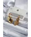 ietaks™ 316L Çelik Gold Renk Sallantı Kuru Kafa Model Kadın Küpe