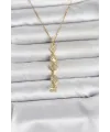 ietaks™ 316L Çelik Gold Renk Şans Kolyesi Y Model Zirkon Taşlı Kadın Kolye