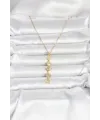 ietaks™ 316L Çelik Gold Renk Şans Kolyesi Y Model Zirkon Taşlı Kadın Kolye