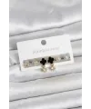 ietaks™ 316L Çelik Gold Renk Yonca Detaylı Kadın Küpe Seti