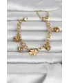 ietaks™ 316L Çelik Gold Renk Yonca ve Dorikalı Kadın Bileklik