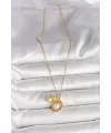 ietaks™ 316L Çelik Gold Renk Zincir Açılır İncili Midye Model Kadın Kolye