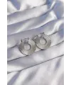 ietaks™ 316L Çelik Gümüş Renk Oval Çizgili Plaka Küpe
